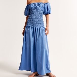 Abercrombie & Fitch | Dresses | Nwt Abercrombie Blue Smocked Drop Waist  Maxi Dress Xlp Petite | Poshmark
